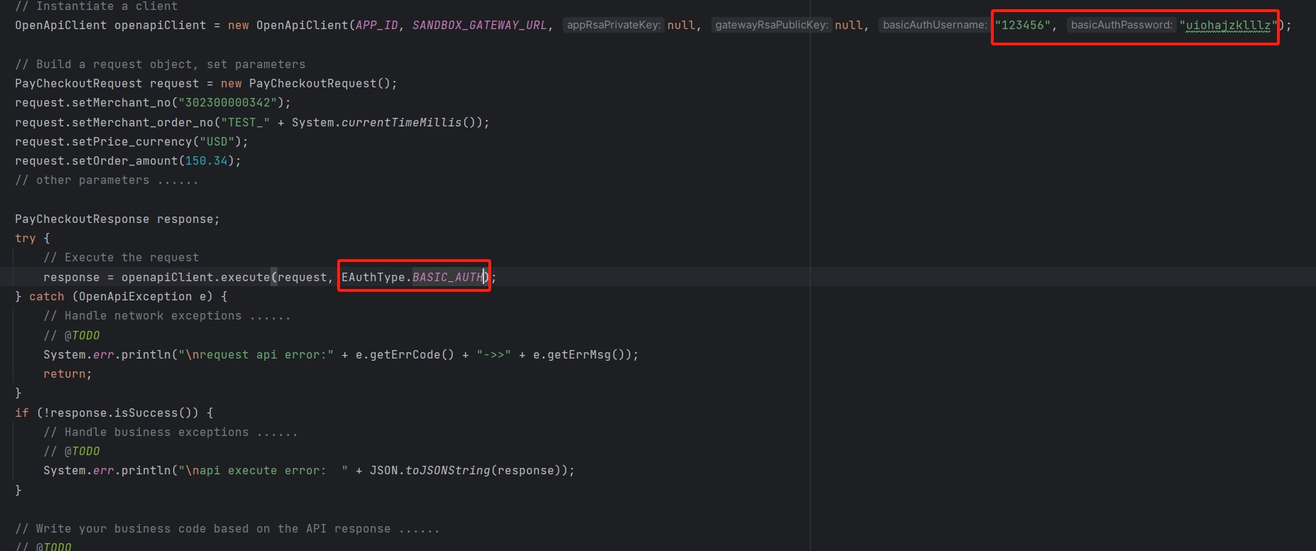 Basic Auth Java example